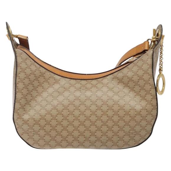 CELINE Macadam Canvas Shoulder Bag Pvc Beige Gold - Picture 3 of 13